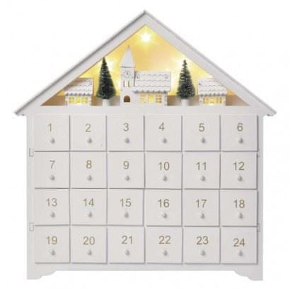 EMOS EMOS LED adventný kalendár drevený, 35x33 cm, 2x AA, vnútorná, teplá biela, časovač, DCWW02
